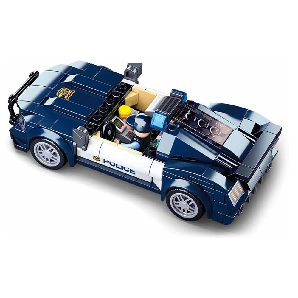 Set de constructie Police, 284 piese, Urmarire cu masina politiei - Sluban - imagine 5