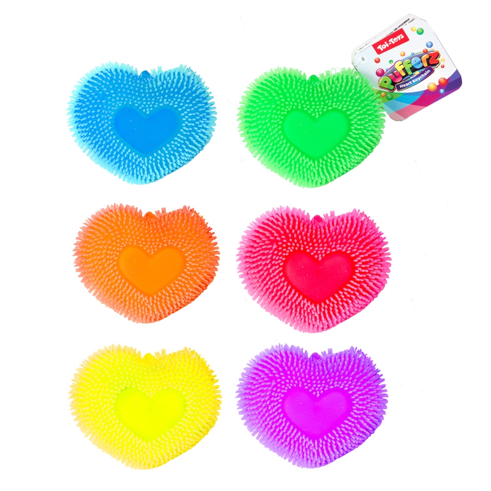 Jucarie Pufferz, breloc inimioara, 7 cm - Toi-Toys
