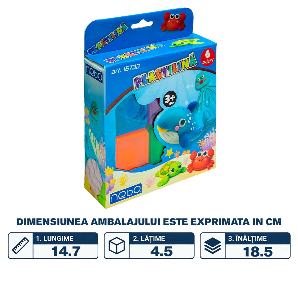 Set creativ plastilina, Ocean, 6 culori + accesorii - NEBO - imagine 2
