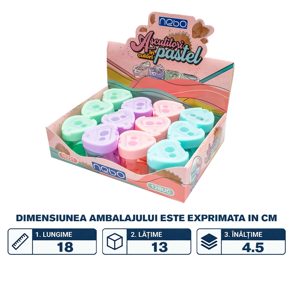 Ascutitoare, culori pastel - NEBO - imagine 2