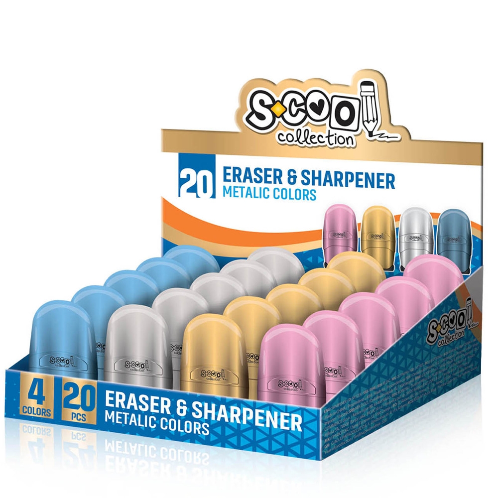 Ascutitoare cu radiera, 20 buc/display - S-COOL