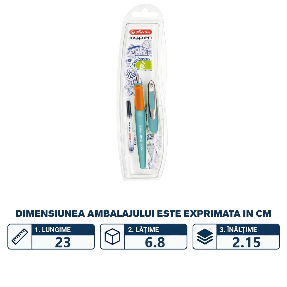 Stilou My.Pen penita L turcoaz/orange - blister - imagine 2