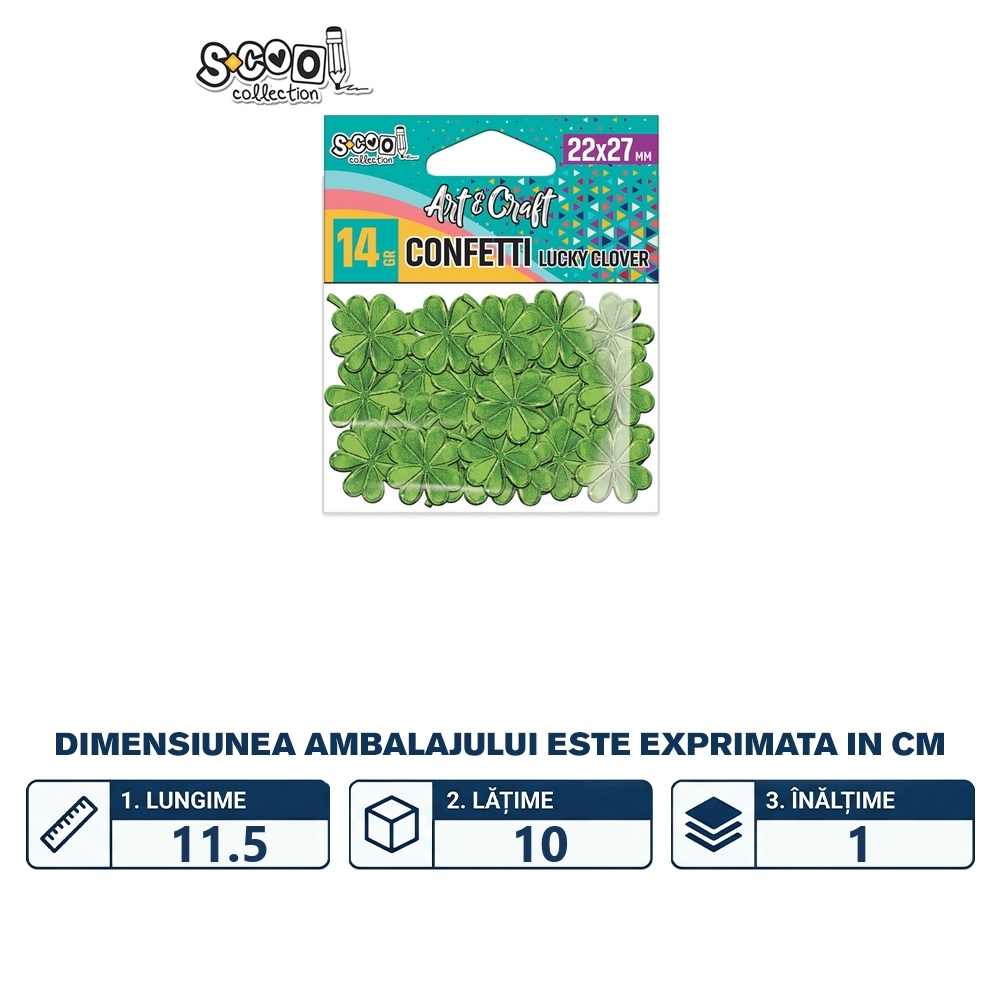 Accesorii craft, confetti trifoi cu 4 foi, 14 gr - S-COOL - imagine 2
