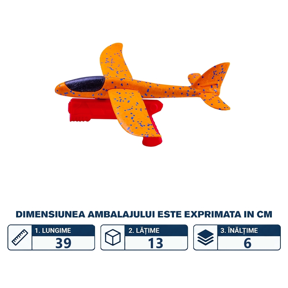 Pistol lansator cu avion din polistiren, 38 cm - imagine 2