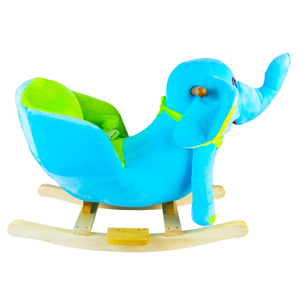 Elefant balansoar pentru bebelusi, lemn + plus, albastru, 60x34x45 cm - imagine 2