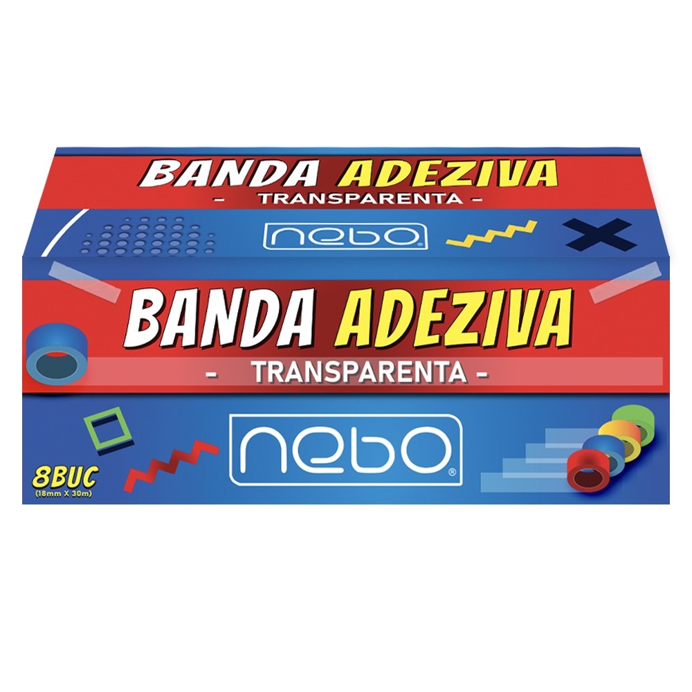 Banda adeziva, 18mmx30m, 40mic, 8 buc/set - NEBO - imagine 4