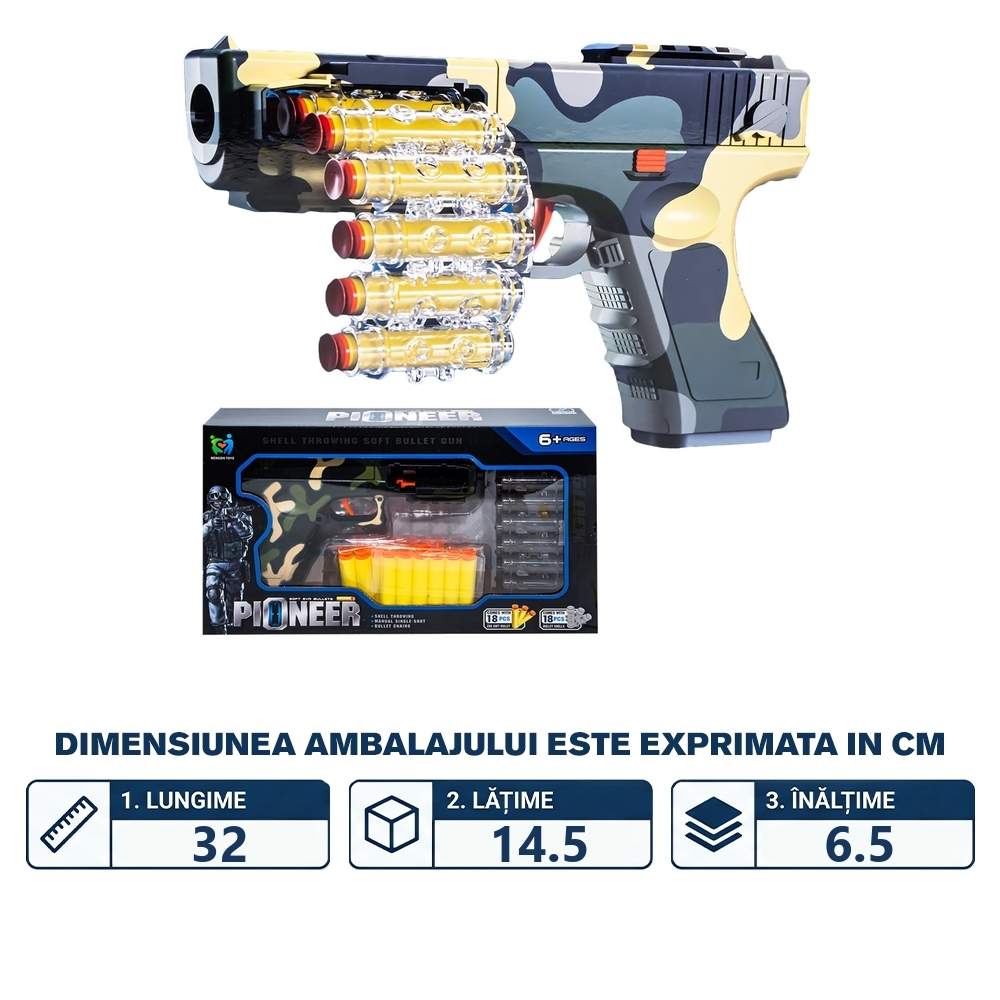 Pistol + gloante burete, 20 cm - imagine 2