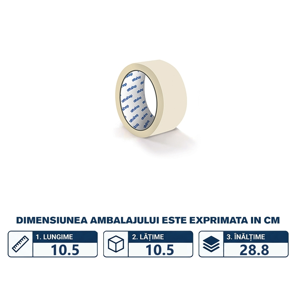 Banda adeziva de mascare, 48mmX30mX140mic - OFFISHOP - imagine 2