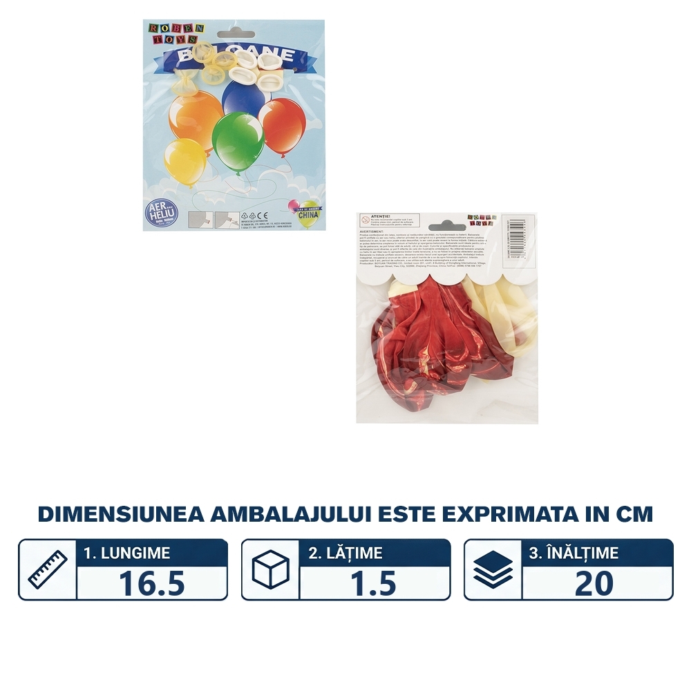 Baloane 3,2 g, cu confetti, 10 buc/set - imagine 2
