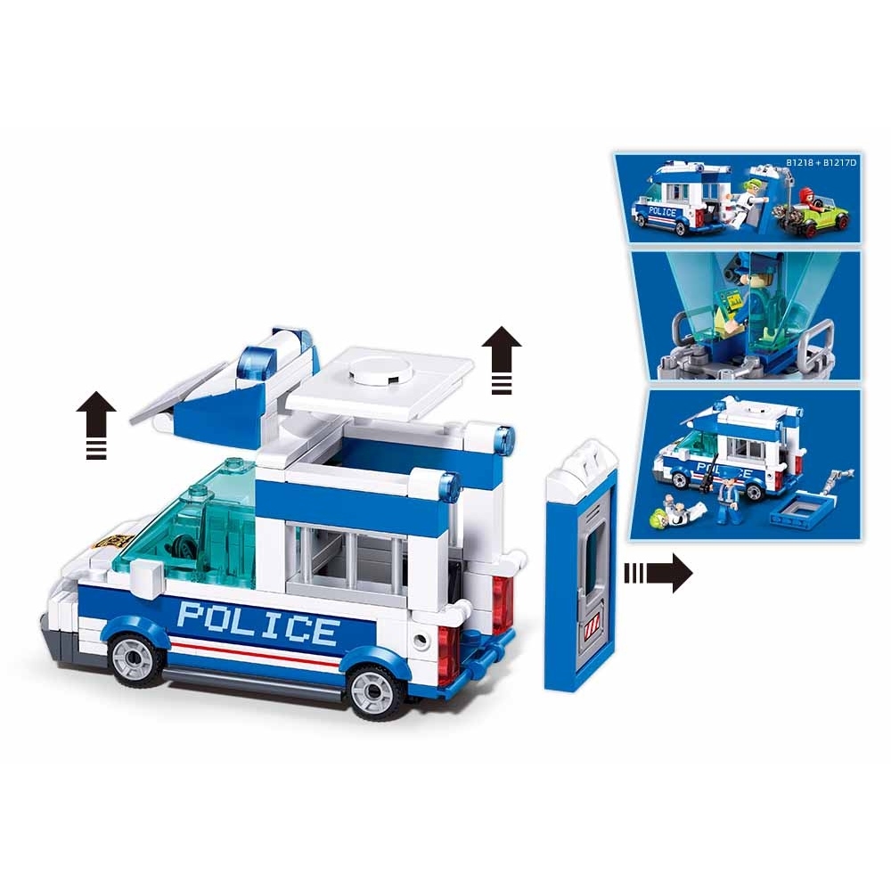 Set de constructie Metropolis, 245 piese, Masina politie+turn de control - Sluban - imagine 5