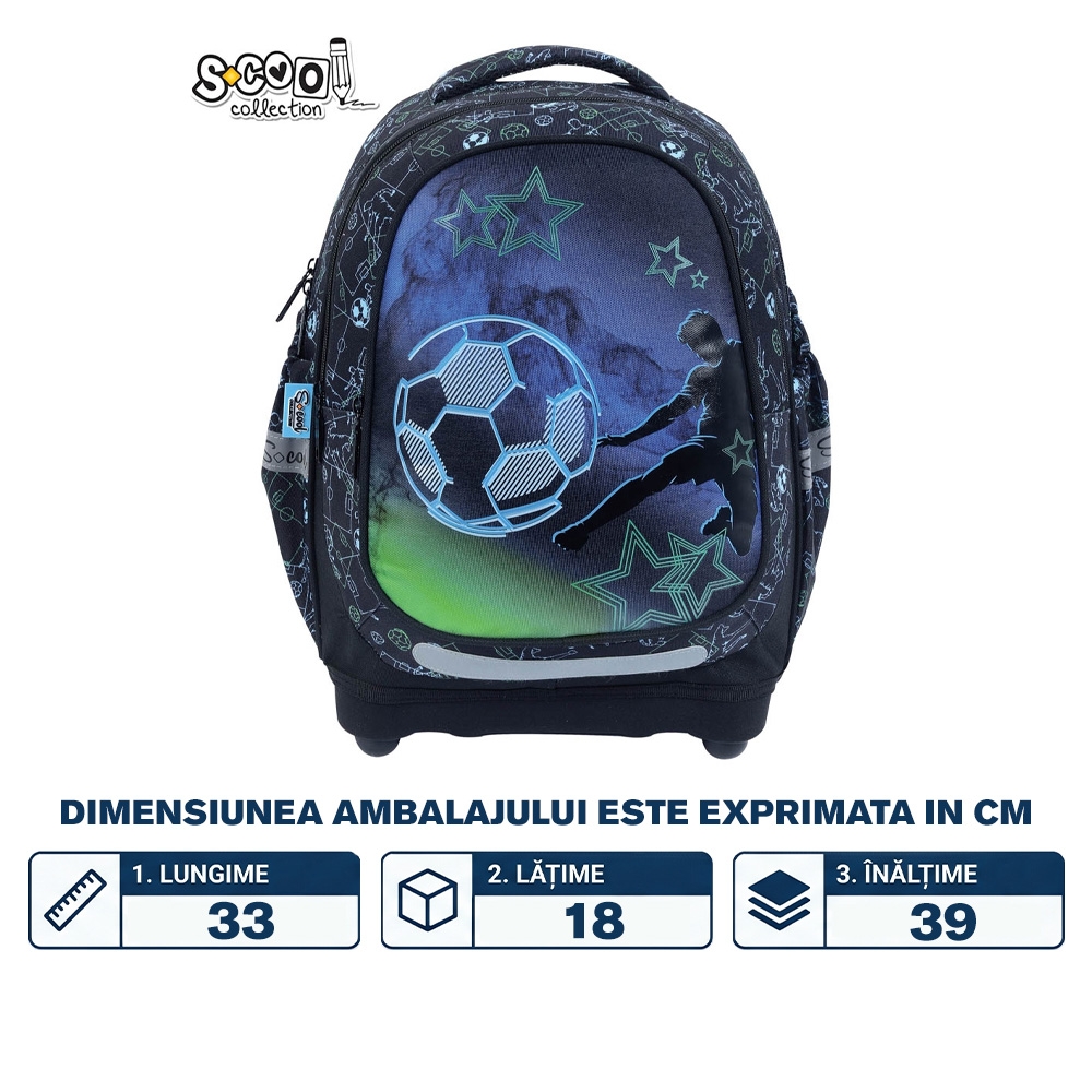 Ghiozdan anatomic, 39x33x18 cm, FOOTBALL - S-COOL - imagine 2