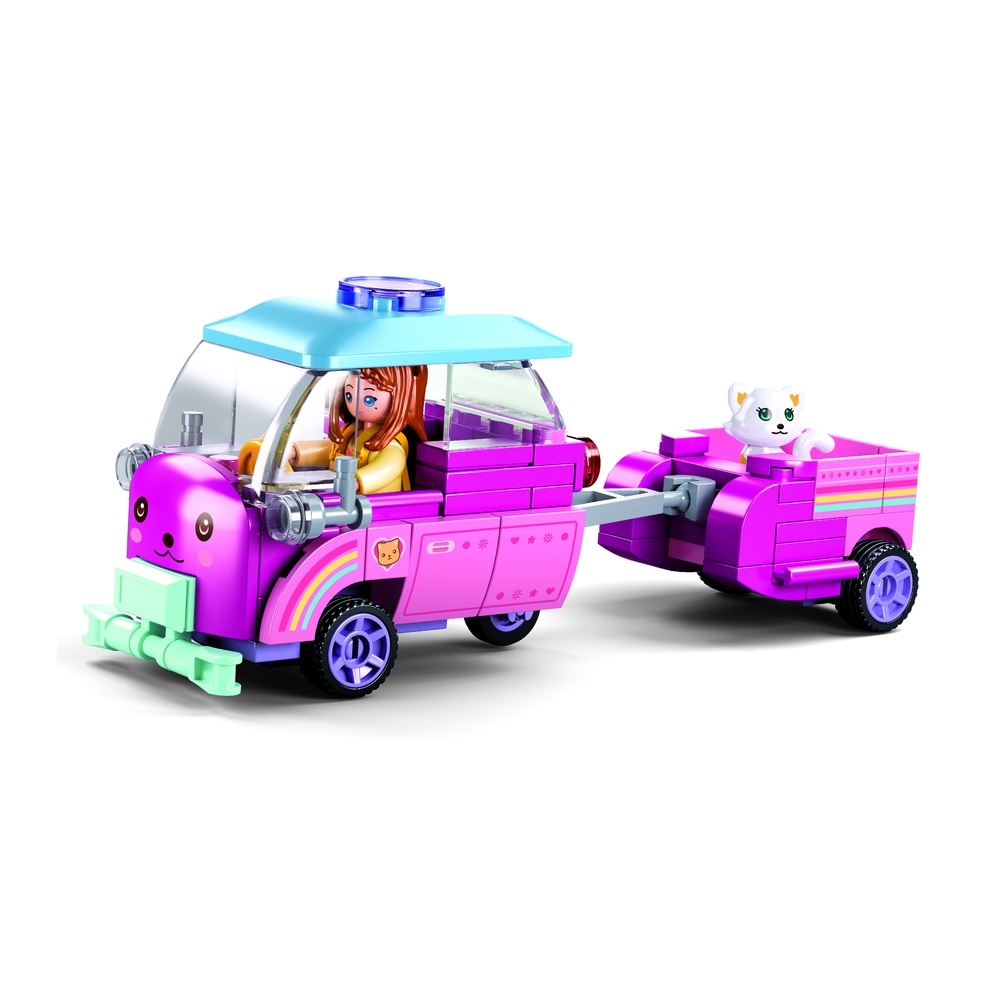 Set de constructie Girl's dream, 116 piese, Masina transport pisica - Sluban - imagine 2