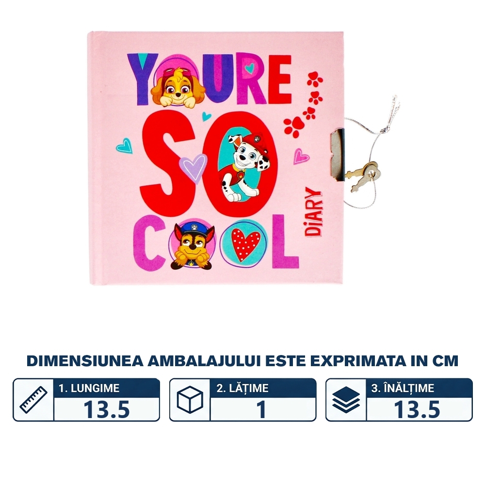 Jurnal cu lacat Paw Patrol, 13.5x13.5 cm - STARPAK - imagine 2