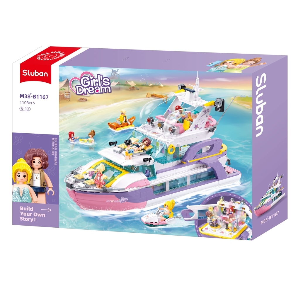 Set de constructie Girl's dream, 1108 piese, Iaht de lux - Sluban