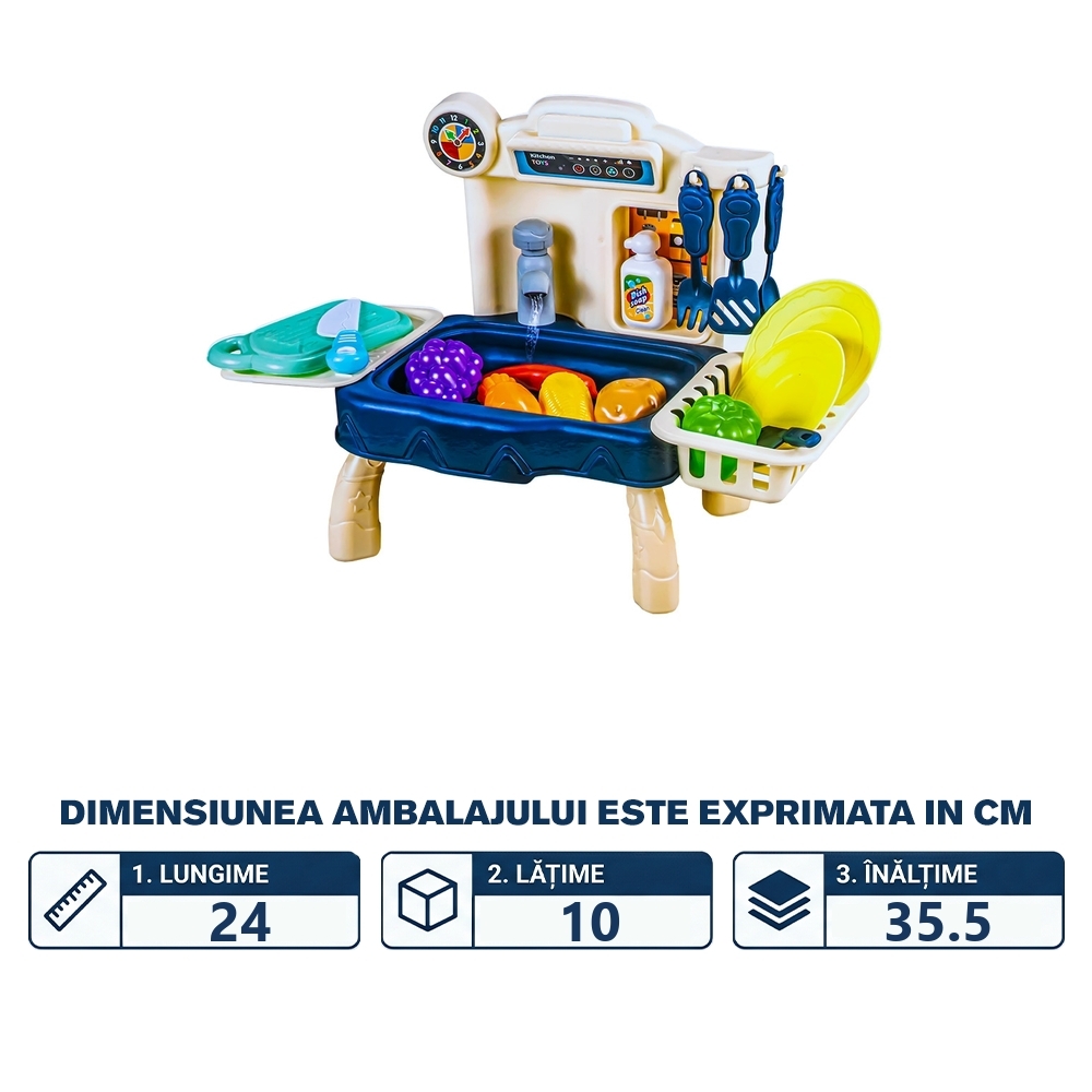 Play set bucatarie, cu baterii, 36 piese, 40.5x21.5x28 cm - imagine 2