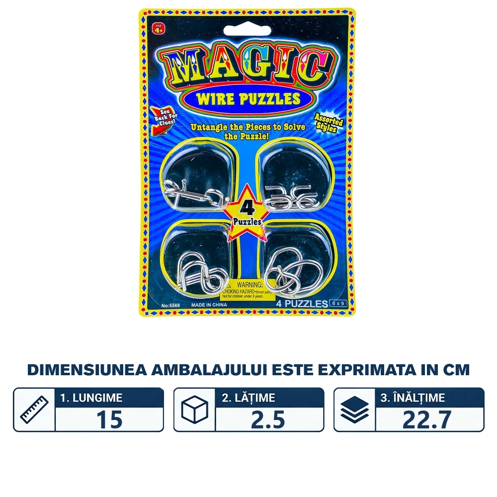 Puzzle mecanic, din metal, 4 buc/set - imagine 2
