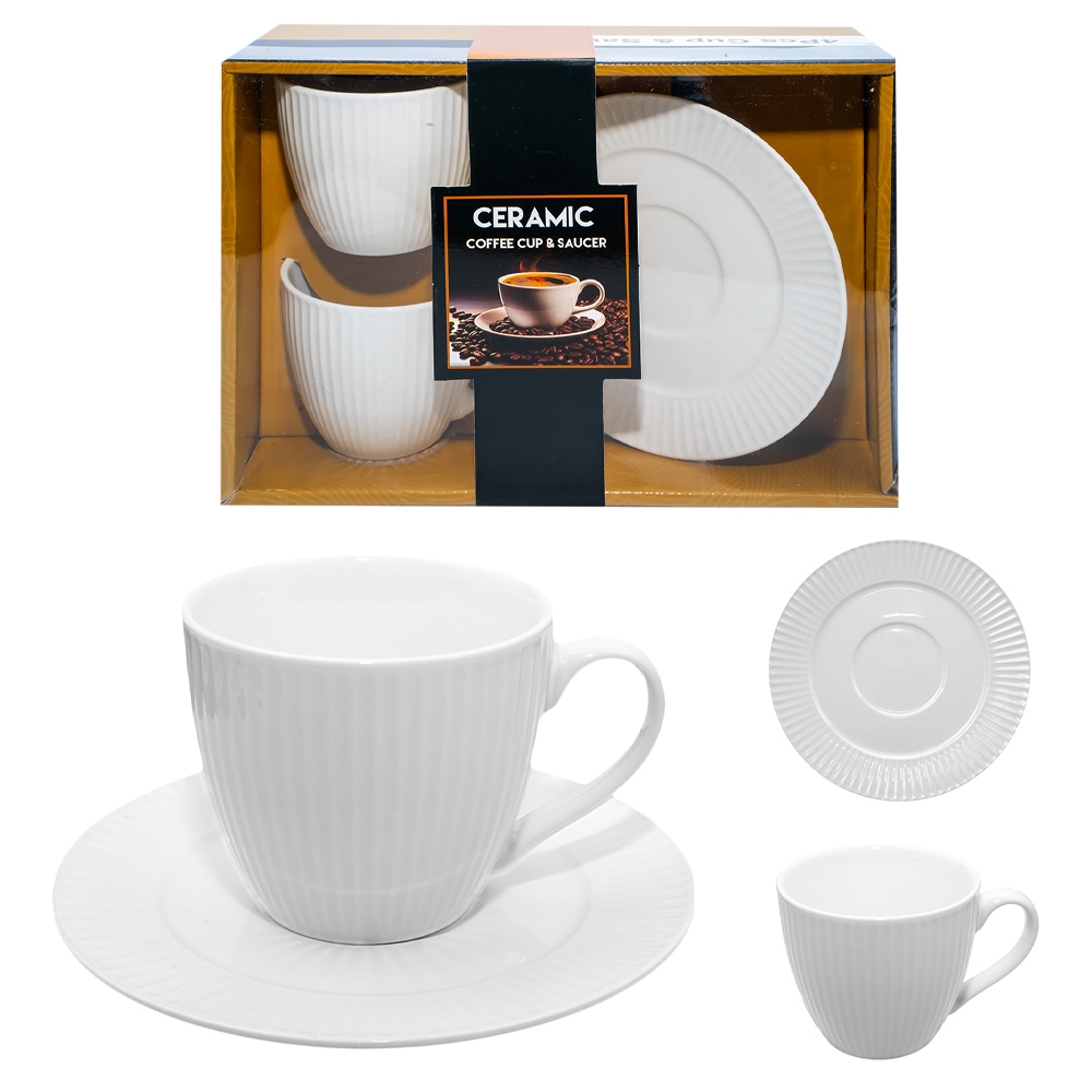 Set Cafea, din ceramica: 2 cesti + 2 farfurioare