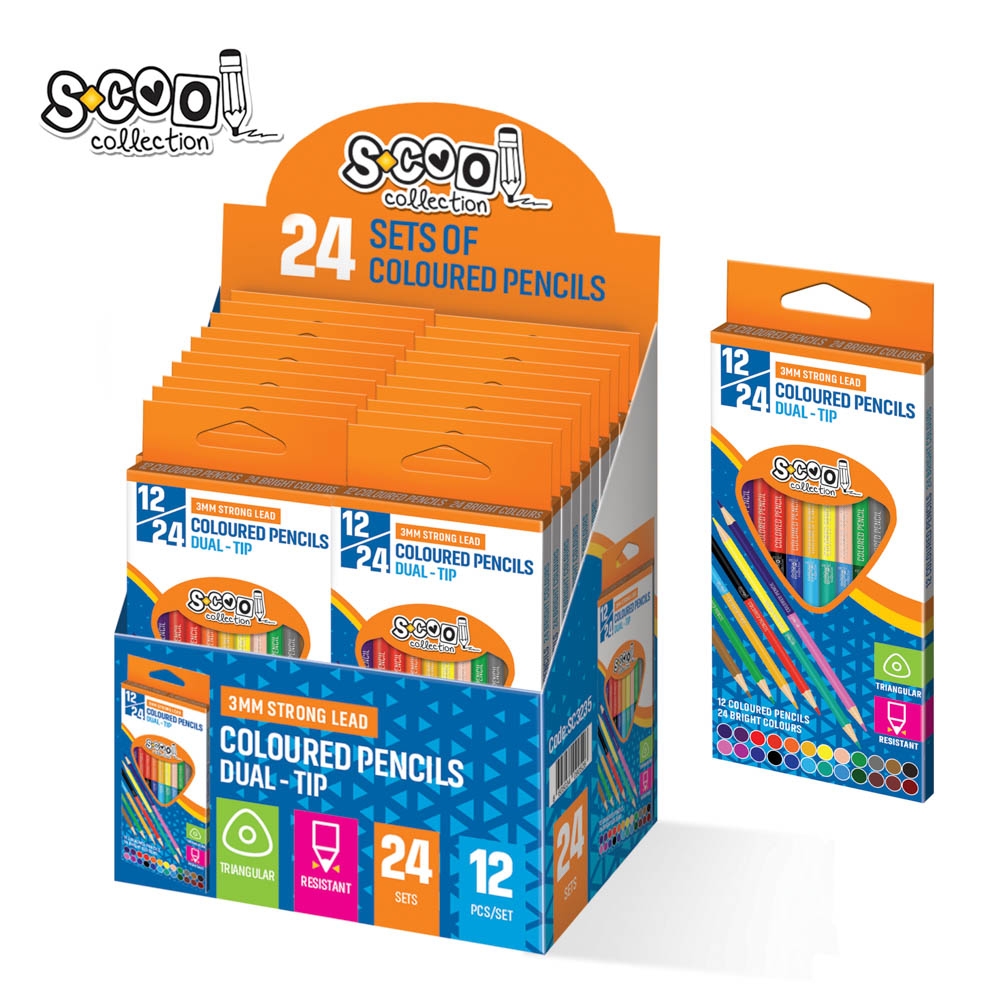 Creioane color cu 2 capete, 3 mm, 12 buc/set, 24 culori - S-COOL - imagine 4