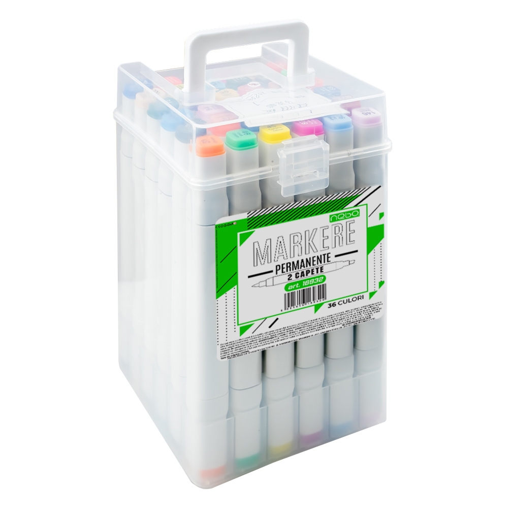 Marker permanent, cu 2 capete, 36 buc/set - NEBO - imagine 4