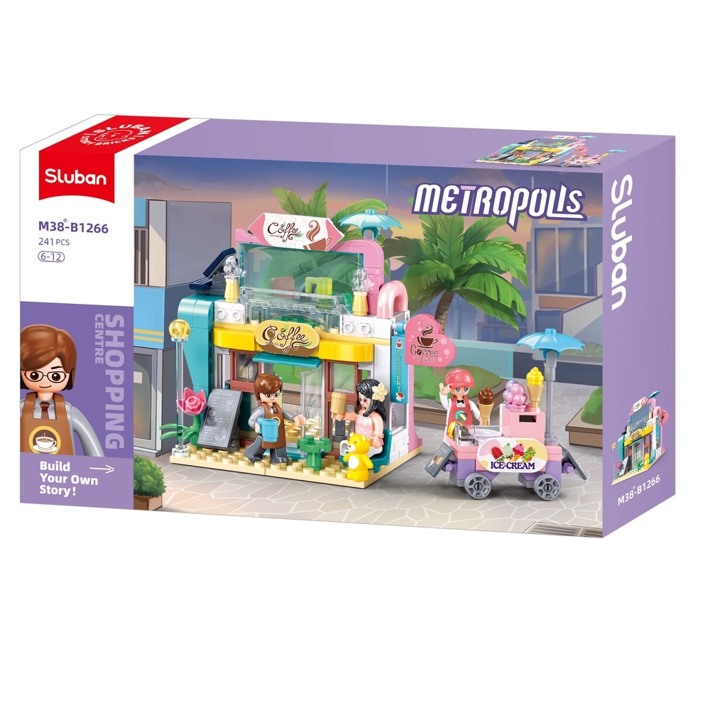 Set de constructie Metropolis, 241 piese, Cafenea+statie inghetata - Sluban