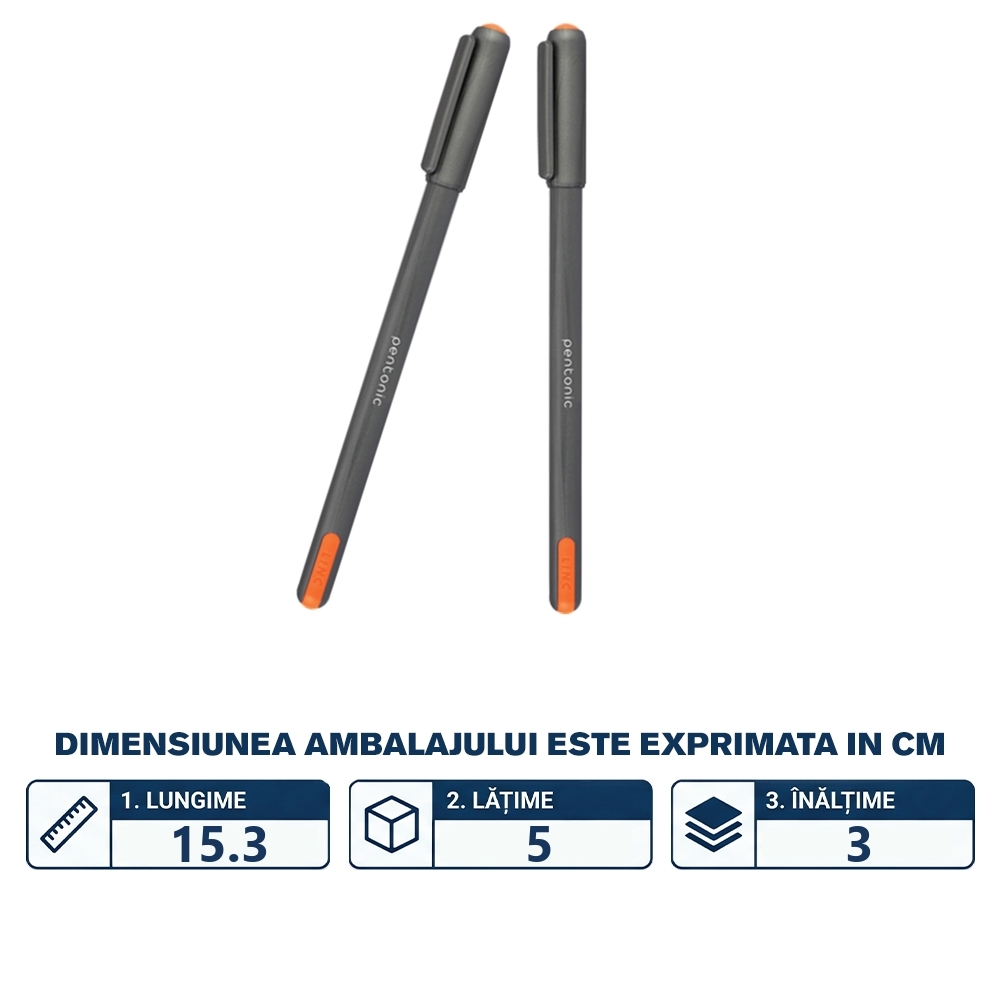 Pix Pentonic, corp argintiu, mina portocalie, 1 mm - LINC - imagine 2