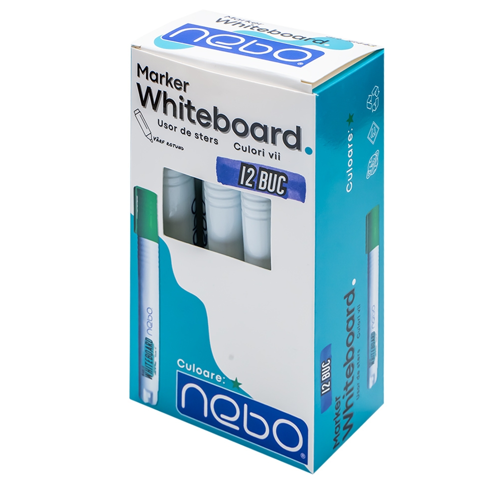 Marker Whiteboard, Verde, 12 buc/set - NEBO - imagine 3