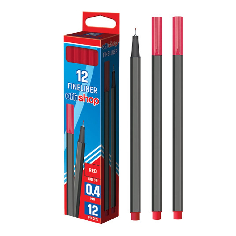 Fineliner rosu, 0.4mm, 12buc/cutie - OFFISHOP