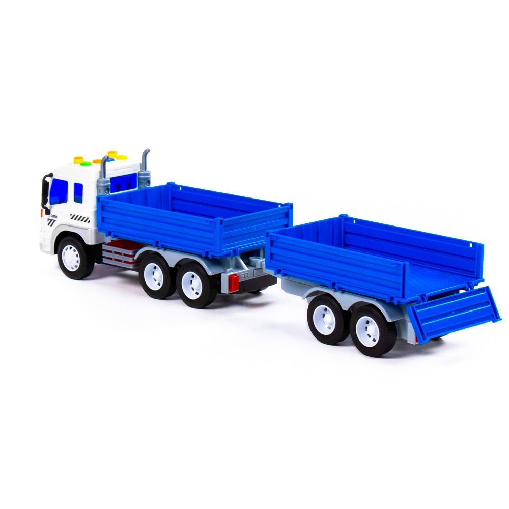 Camion + remorca cu lumina si sunet, 46.6x10.2x12 cm, Polesie - imagine 6