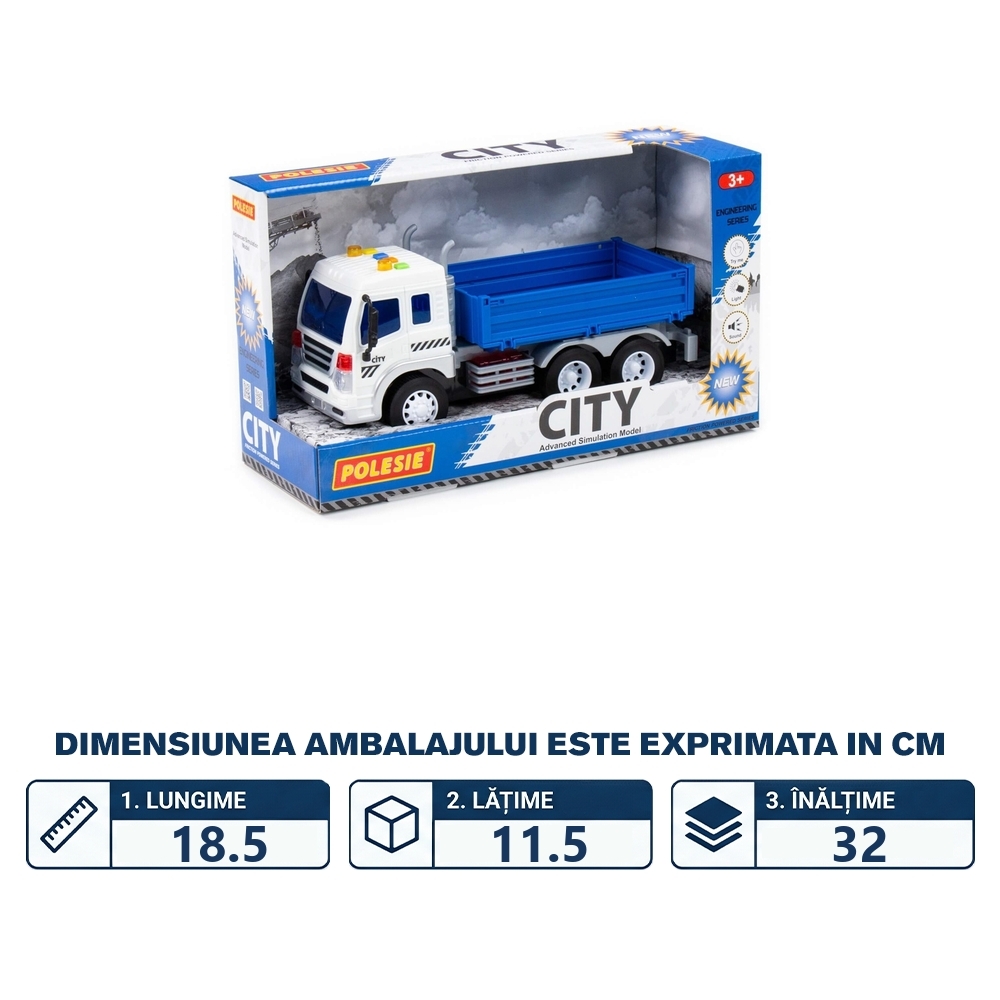 Camion cu lumina si sunete, 32x11,5x18,5 cm, Polesie - imagine 2