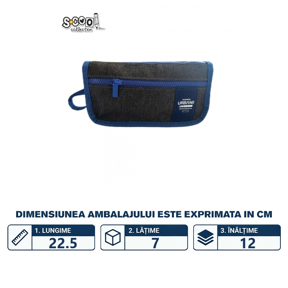 Penar borseta Urban, 2 fermoare, BLUE, 22.5x7x12 cm - S-COOL - imagine 2
