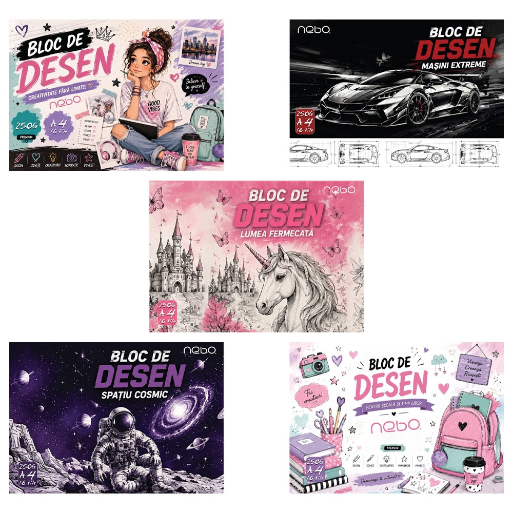 Bloc desen A4, 16 file, 250 g - NEBO