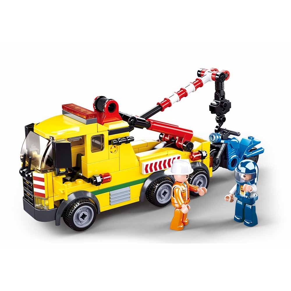 Set de constructie Town, 205 piese, Masina de tractare + motocicleta - Sluban - imagine 2