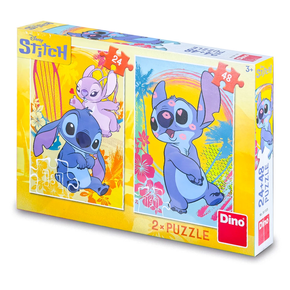 Puzzle 24+48 piese, Stitch in love - DINO TOYS