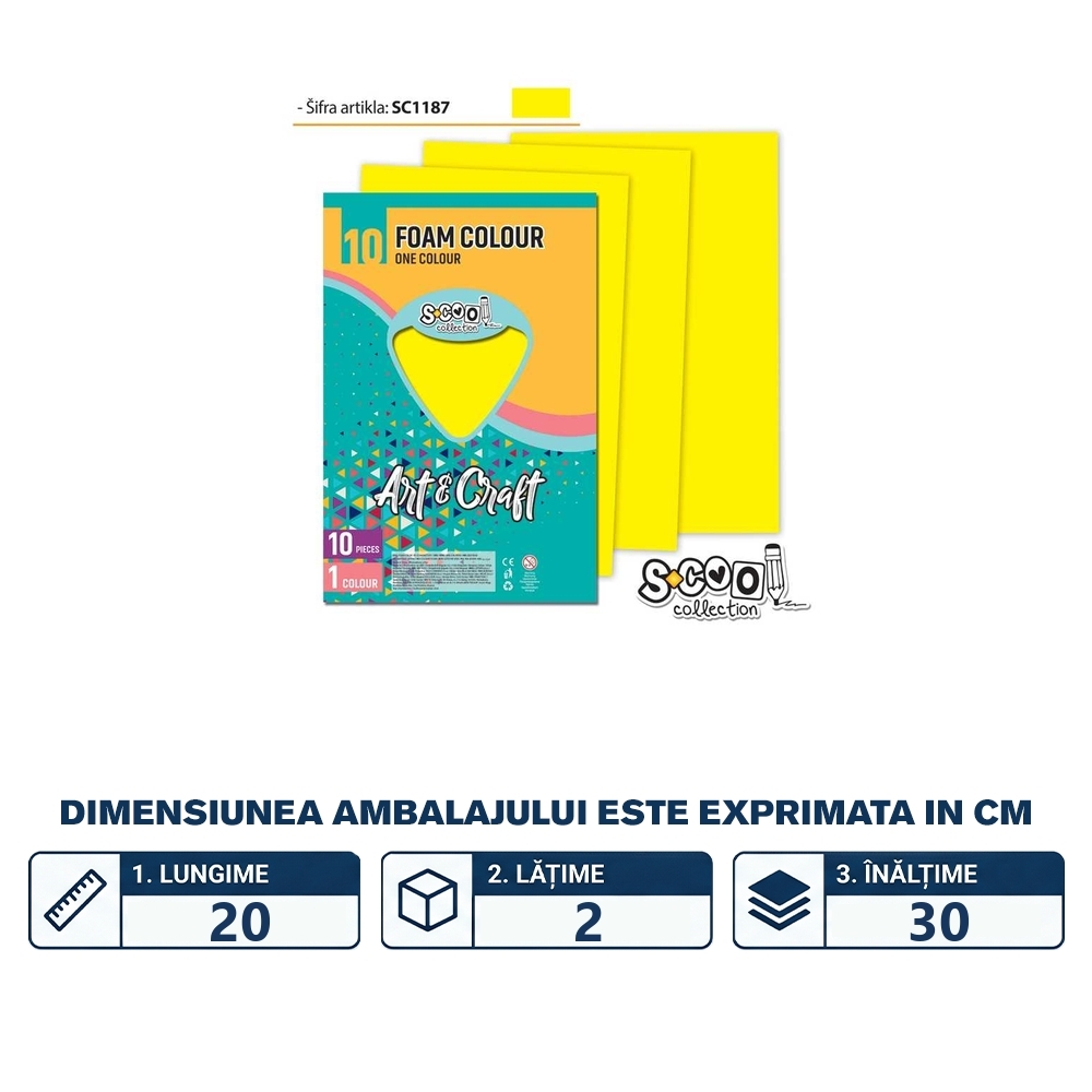 Hartie buretata, galbena, 10buc/set, 20x30 cm - S-COOL - imagine 2