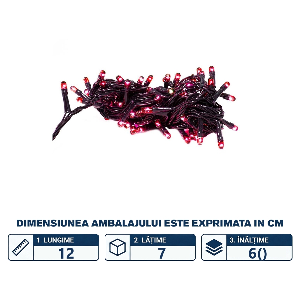 Instalatie pom Craciun, 140 becuri Led, rosie - imagine 2