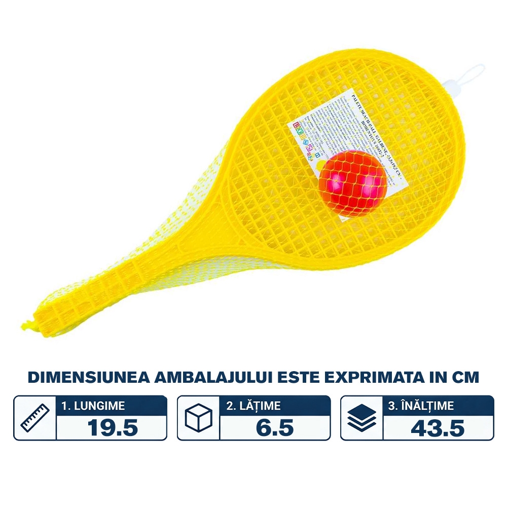 Palete Beach Ball, 2/set + minge, galbene, 43.5x19.5 cm - ROBENTOYS - imagine 2