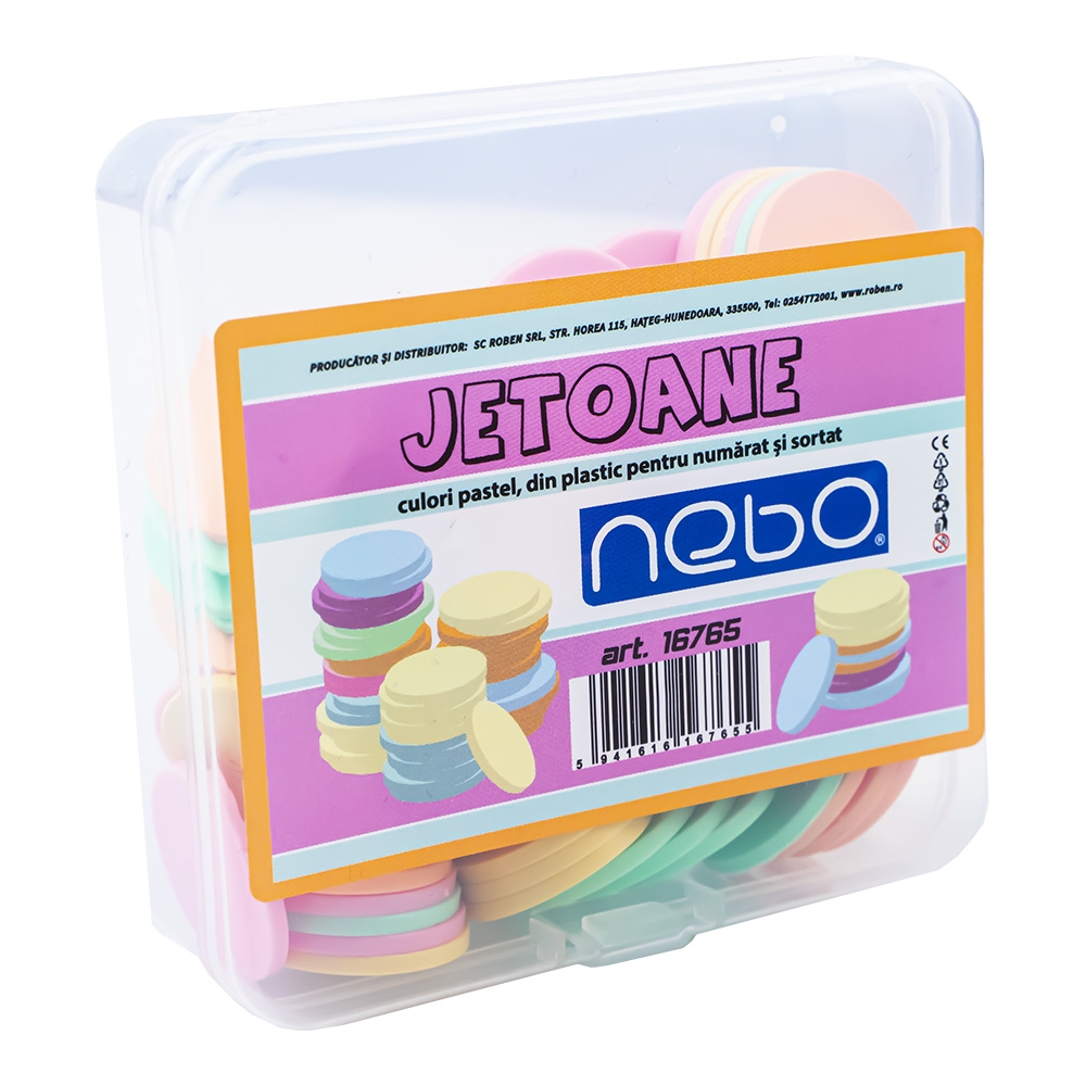 Jetoane din plastic, culori pastel, 80 buc/set - NEBO - imagine 6