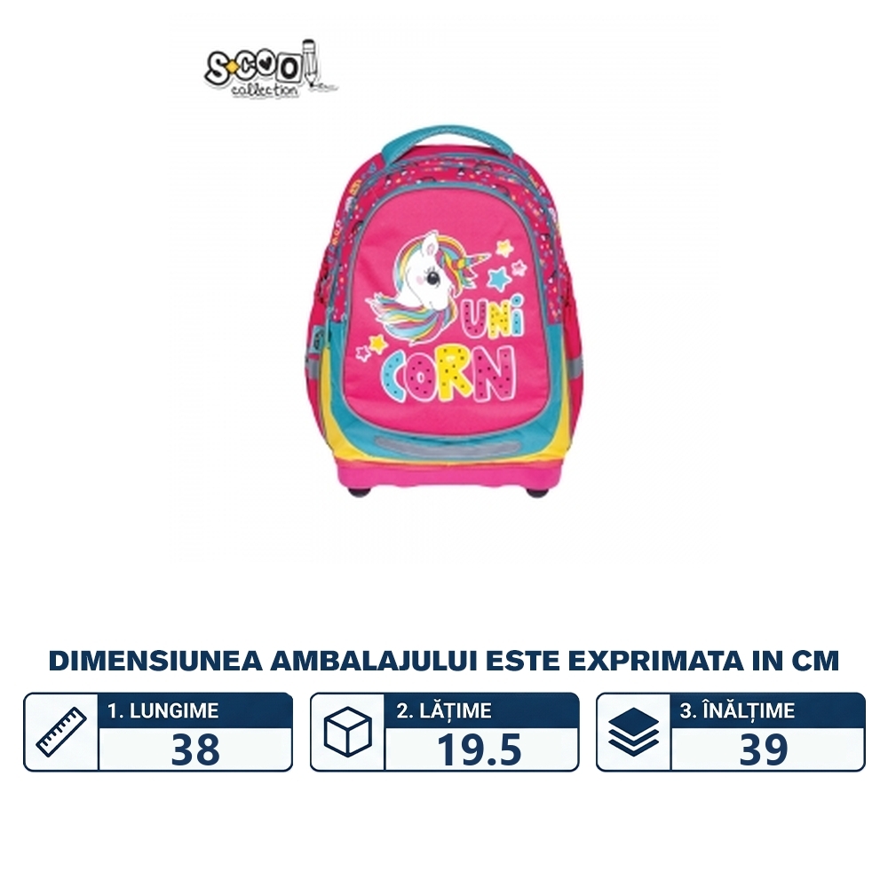 Ghiozdan anatomic, 38x39x19.5 cm, UNICORN - S-COOL - imagine 2
