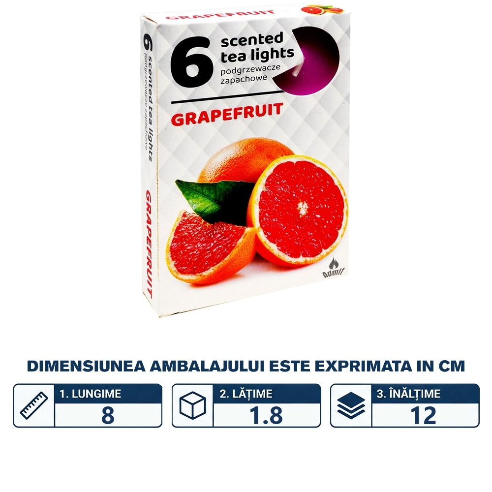 Lumanari pastila, Grapefruit, diametru 2cm, 6 buc/set - imagine 2