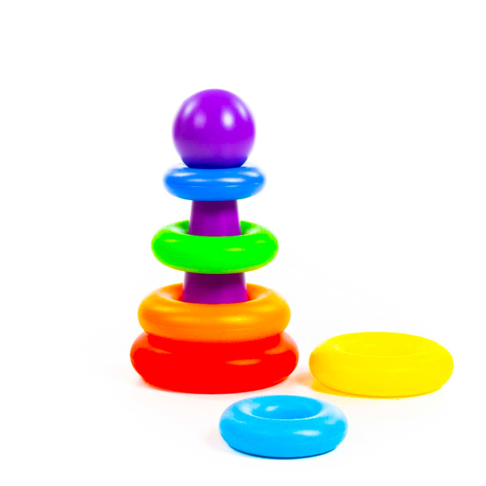 Joc piramida cu cercuri 8 piese, diam: 13.5, h: 24 cm, Polesie - imagine 4