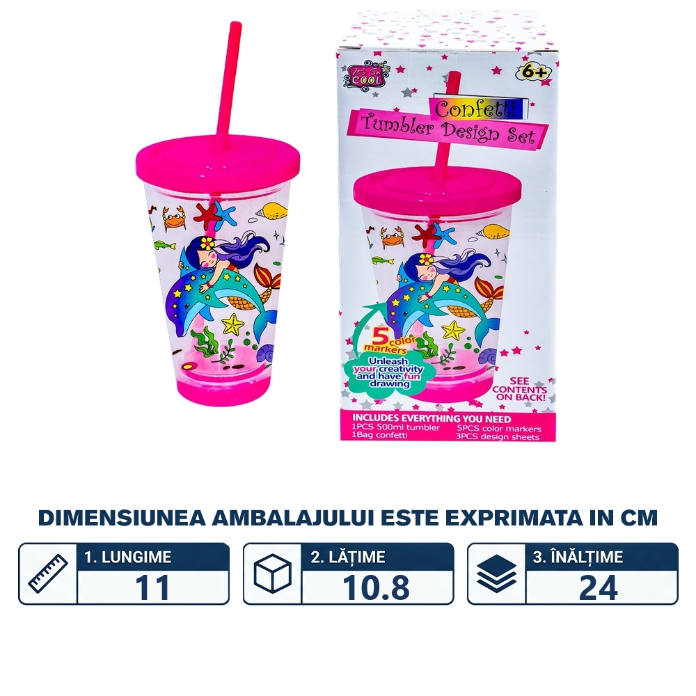Set DIY - Pahar din plastic, 500 ml - imagine 2