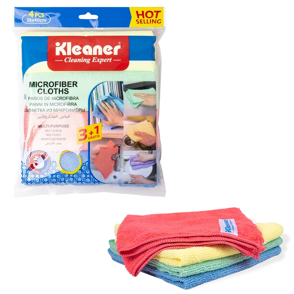 Lavete microfibra, 4 buc/set - KLEANER