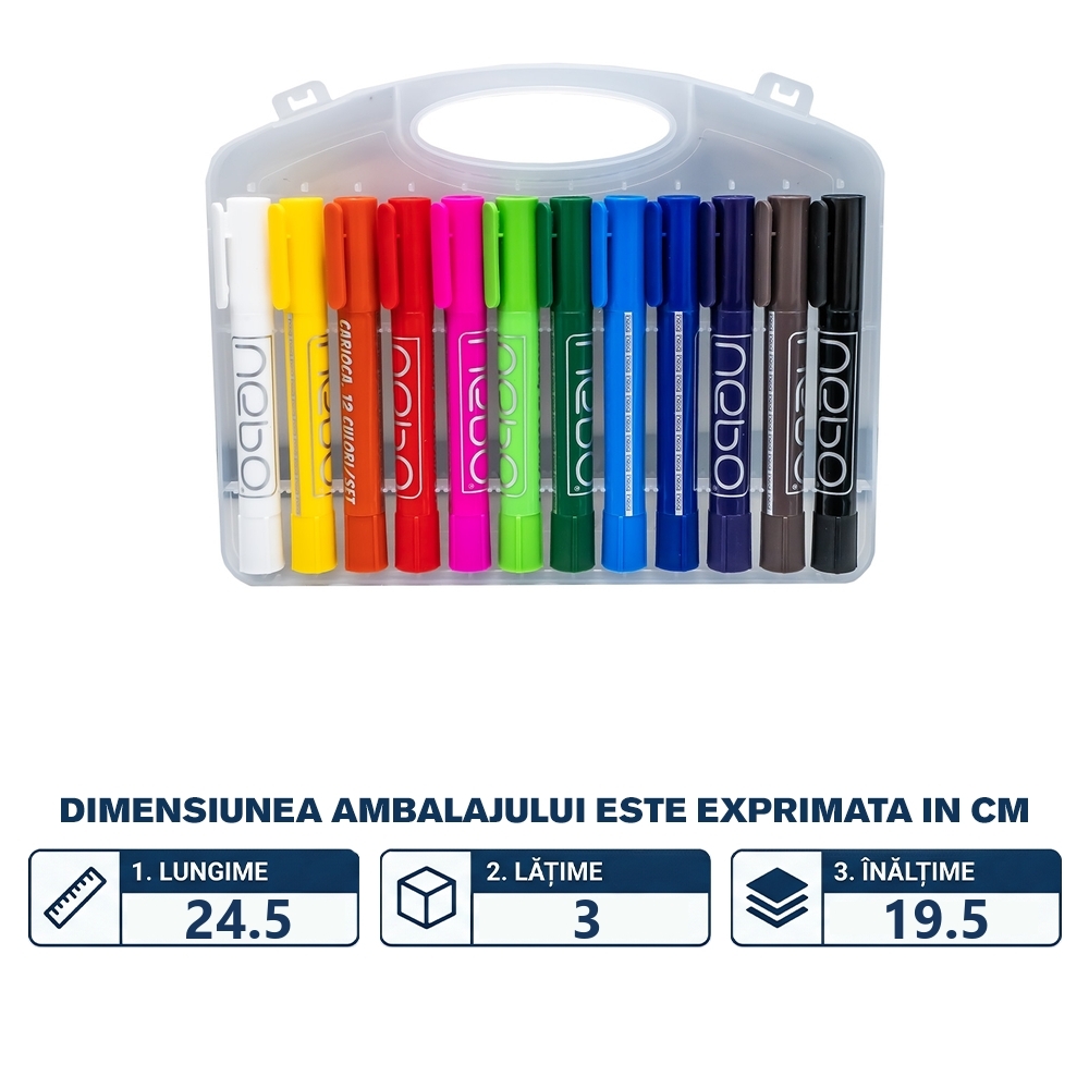 Creioane cerate, retractabile, 12 culori/set - NEBO - imagine 2