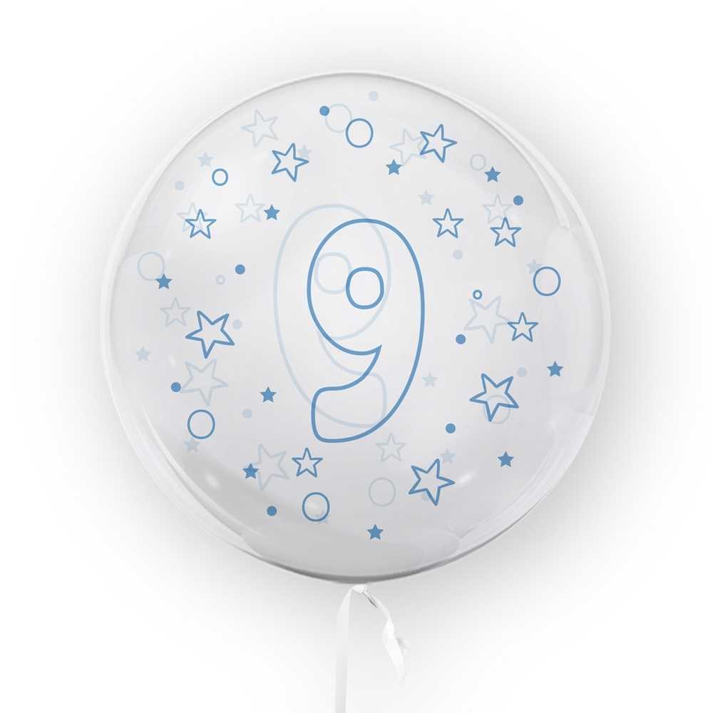Balon transparent, 45 cm - cifra 9, baieti - TUBAN
