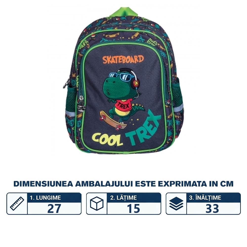 Ghiozdan gradinita, 33x27x15 cm, COOL TREX - S-COOL - imagine 2