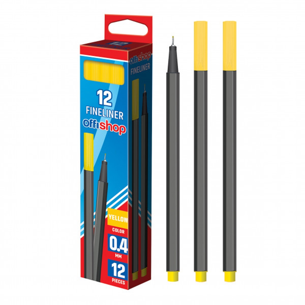 Fineliner galben, 0.4mm, 12buc/cutie - OFFISHOP