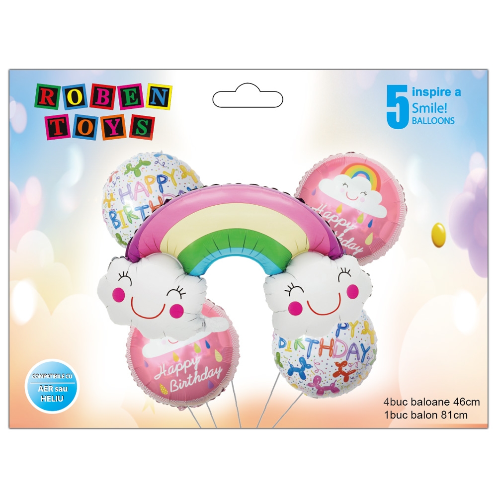 Balon, folie aluminiu, Curcubeu