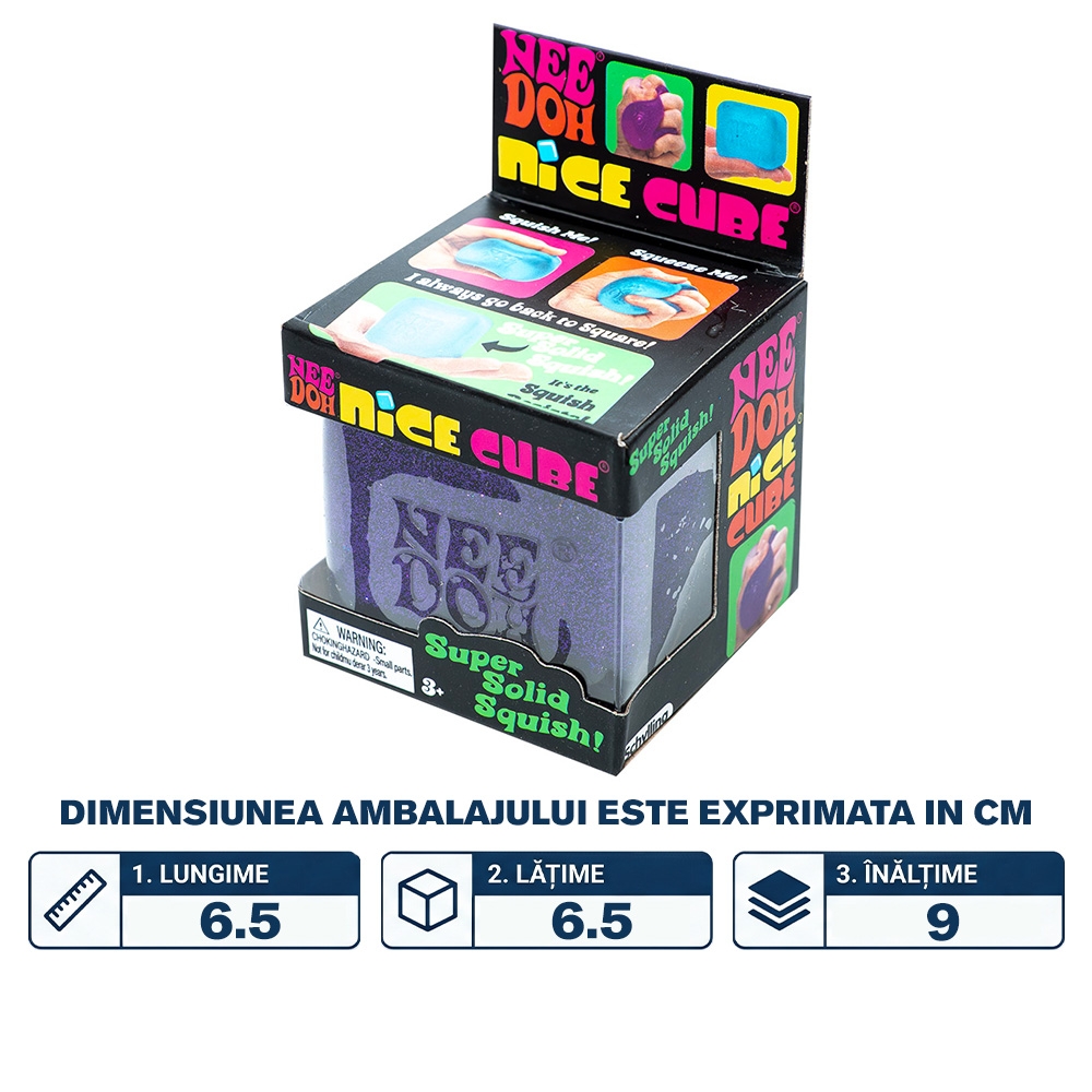 Jucarie antistres Squishy Cube, Sugar Glitter - imagine 2