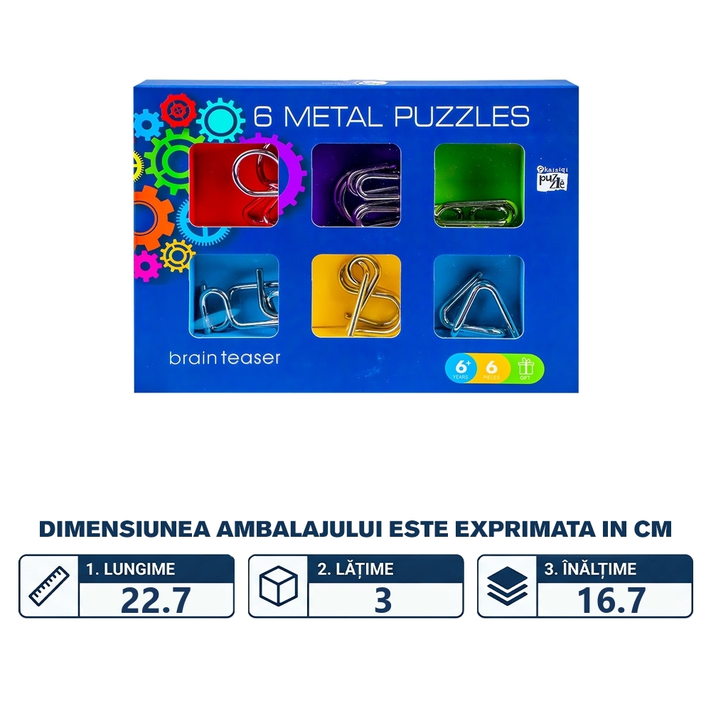 Puzzle mecanic, din metal, 6 buc/set - imagine 2