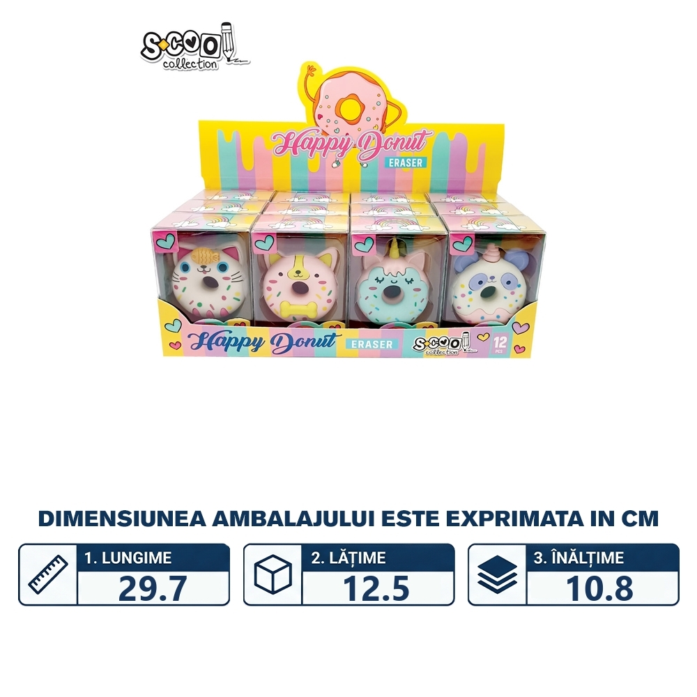 Radiera color, model Gogoasa, 1 buc/cutie PVC - S-COOL - imagine 2